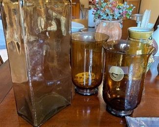 Amber glass and brown glass