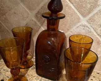 Amber glass 1970's funky