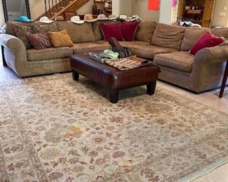 Pottery Barn suede sofa one piece is 6’ the other piece is 10’