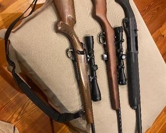 1.  22 Marlin model 925 - bolt action, w/Bushnell scope     2. Browning 243 rifle 0 model A bolt - bolt action, youth model w/Leupold scope 3x9 Veri X1                                                   3. Remington 12 ga. 1187, composite stock w/recoil pad, built in sling mounts - 3 in. magnum
