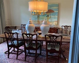 Formal dining table & 8 chairs - Sheraton style