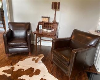 pair of leather club chairs by Bradington Young
