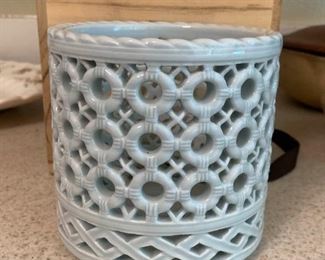 181 Celadon Pierced Ceramic Vase