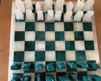 232 Malachite Marble Chess Set