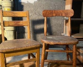 059b Pair Vintage Childrens School Chairs
