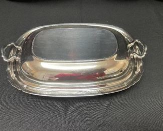 #1083A - Covered silver plate serving dish - $10