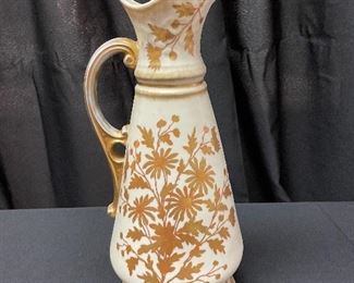 #1121A - Hand painted Austrian gold leaf pitcher (14" t) - $2, as is
