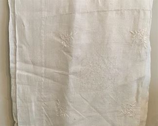 #1242B  66” x 86” linen tablecloth with some spots $10