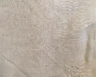 #1242B  66” x 86” linen tablecloth with some spots $10