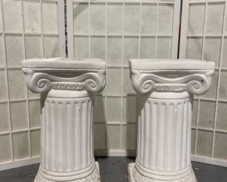 Two White Garden Pedestals