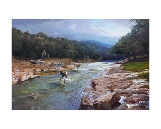 James Robinson&nbsp;(1944-2015), "Horns", oil on canvas, 24 x 36", frame: 31 x 43"