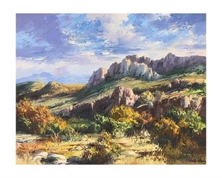 Jose Vives-Atsara (1919-2004), "Big Bend National Park, Texas", 1987, oil on canvas, 16 x 20", frame: 26.5 x 31.5"