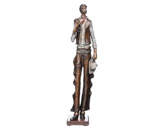 David Pryor Adickes (b. 1927), "Standing Cowboy", bronze, 25 x 8 x 4"