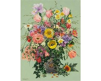 Helen Hunter (1920-2003), Wildflower Vase, 1979, oil on canvas, 40 x 30", frame: 49.5 x 39.5"