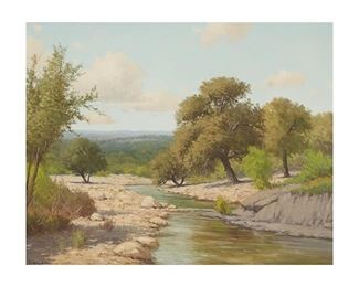 Porfirio Salinas (1910-1973), Hill Country River, oil on canvas, 24 x 30", frame: 30.5 x 36.5