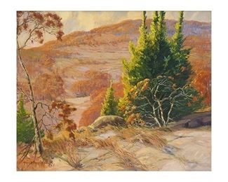 Harry Anthony DeYoung (1893-1956), "Autumn at Boerne, Texas", 1930, oil on canvas, 40 x 48", frame: 44 x 52"