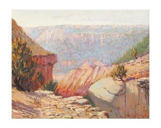John Elliot Jenkins (1868-1937), Canyon Sunrise, oil on board, 24 x 30", frame: 30 x 36"