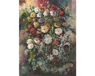 Jose Vives-Atsara (1919-2004), Floral Arrangement, oil on board, 40 x 30", frame: 49 x 39.5"