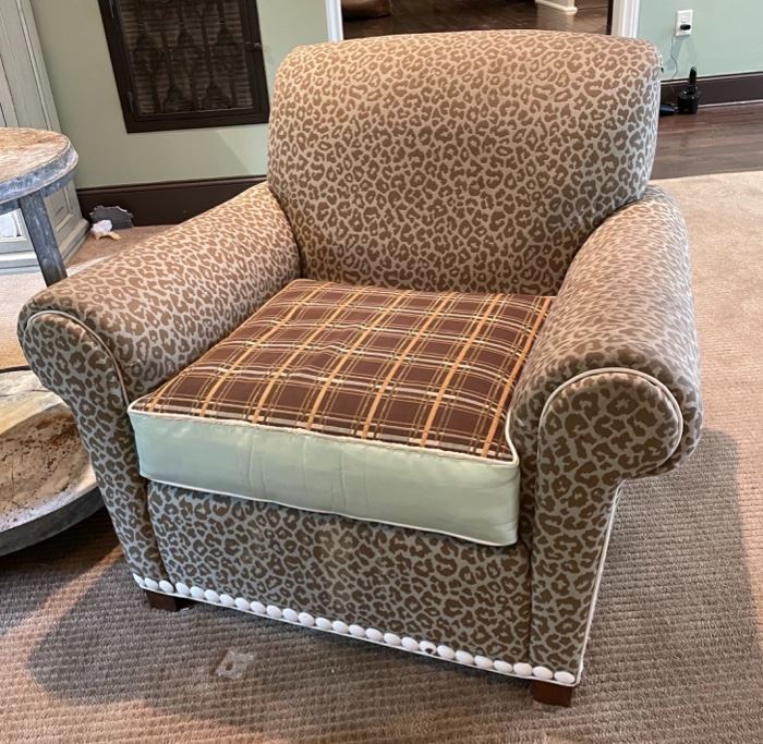 Fab leopard and plaid chair and ottoman: $700 both