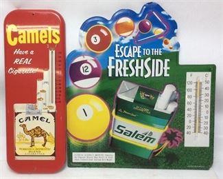 VINTAGE RJR CAMEL TIN THERMOMETER SIGNS,