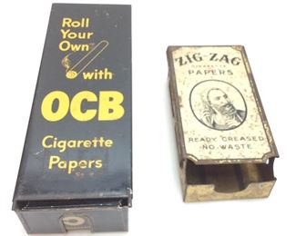 VTG. TIN ZIG ZAG OCB CIGARETTE PAPER ADVERTISING
