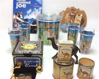 CAMEL JOE AND RJR TINS MUGS PLAQUE