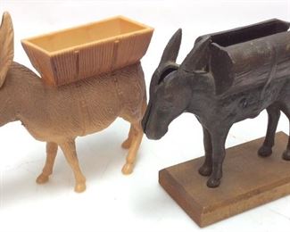(2) 1 BRONZE & 1 PLASTIC DONKEY CIGARETTE DISPENSERS