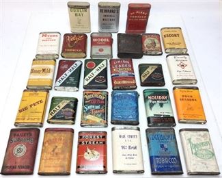 ASSORTED VTG. TOBACCO TIN, TWIN OAKS,UNIONLEADER, EDGEWORTH, 4 SEASONS, BAILEYS, FOREST & STREAM, MYERS, MODEL, REINHARD, DUBLIN BAY