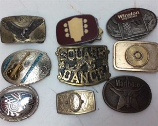 VINTAGE BELT BUCKLES
TANK, TURQUOISE, CASE XX, PILOT MOUNTAIN, CHEVY, DESERT STORM, WALKING LIBERTY, 
DAKOTA, CAMEL, REDMAN,
SQUARE DANCE, TEXAS, ALLAN LANE