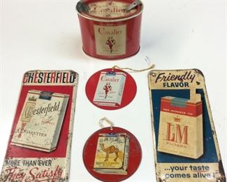 VTG. CHESTERFIELD, CAVALIER, TIN ADVERTISING