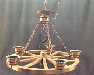 VINTAGE WAGON WHEEL CHANDELIER