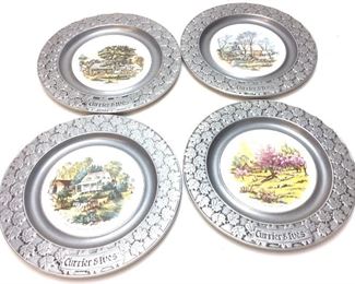 4 CURRIER AND IVES BY CARSON PEWTER PLATES
