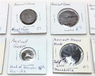 (7) ANCIENT ROMAN & GREECE COINS,