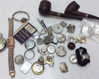 VINTAGE WATCHES, PIPES, WATCH PARTS, DIALS