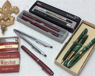 VINTAGE FOUNTAIN PENS, LIGHTER,