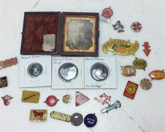 ANTIQUE PHOTO OF NURSE, TOBACCO TAGS, ANCIENT COINS