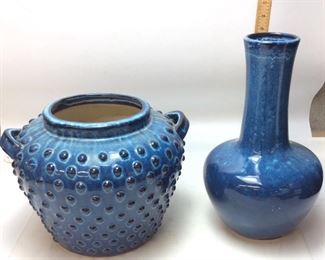 (2)BLUE PLANT VASES