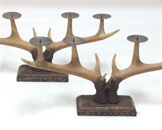 (2) RESIN ANTLER CANDLE HOLDERS