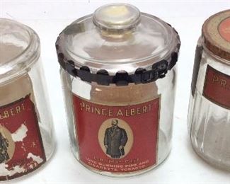 3 ANTIQUE PRINCE ALBERT GLASS JARS