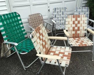 6 Vintage Folding Lawn Chairs Webbed Aluminum Frame Beach Chairs - $95