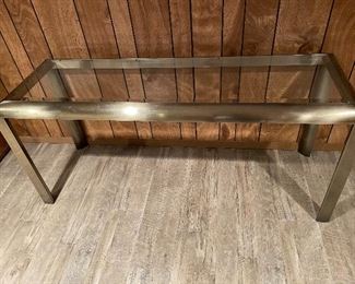 Milo Baughman for the Design Institute of America Mid Century Modern Glass and Brass Console Table - $1200