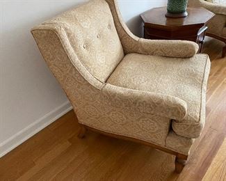 Upholstered chair, circa 1960’s. Please see other photo for matching chair. $125