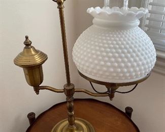 Student Lamp Hobnail Milk Glass Hurricane Lamp - $129