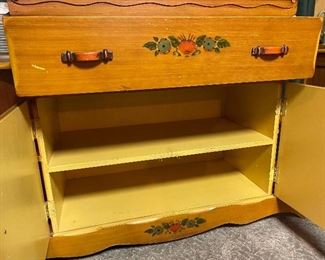 Vintage Western California Ranch Mission Spanish Revival Monterey Era Coronado 1930's Furniture Hand Painted Floral ~ La Fiesta Style Hutch/Buffet/Sideboard with Built in Shelves