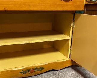 Vintage Western California Ranch Mission Spanish Revival Monterey Era Coronado 1930's Furniture Hand Painted Floral ~ La Fiesta Style Hutch/Buffet/Sideboard with Built in Shelves