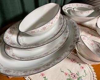 Nortaki China Japan "Bloomfield", Hand Embroidery Doilies