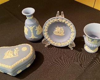 Wedgewood Heart Trinket Dish, Miniature Plate, Urn, Miniature Vase