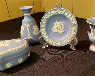Wedgewood Heart Trinket Dish, Miniature Plate, Urn, Miniature Vase