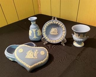Wedgewood Heart Trinket Dish, Miniature Plate, Urn, Miniature Vase