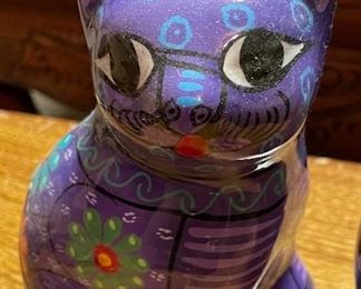 Folk Art Clay Cat Figurine